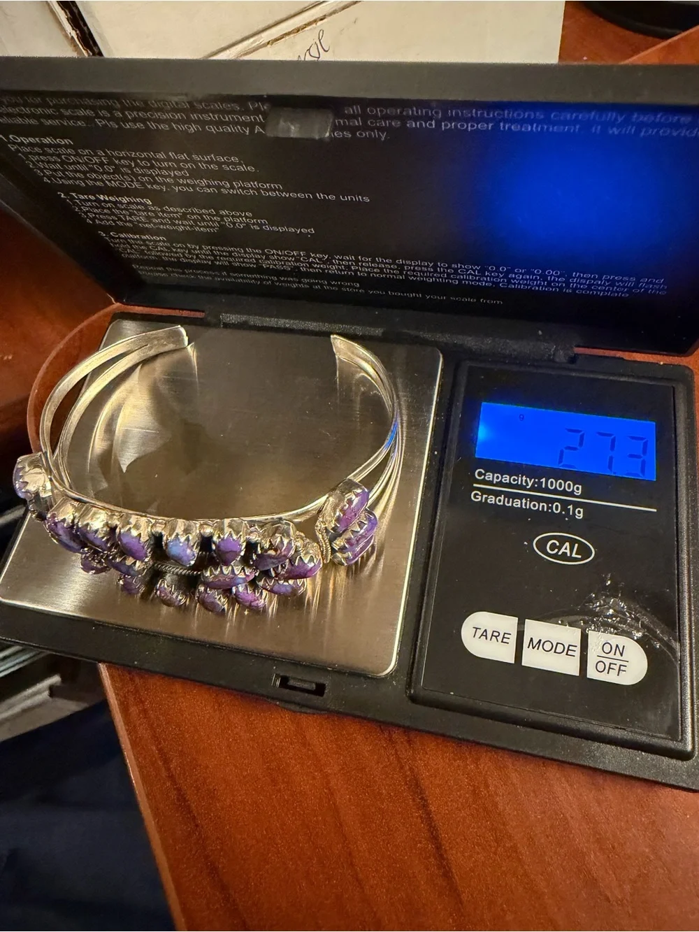925 Sterling Purple Mohave Southwestern Cluster  Cuff Bracelet 7” - 27.3 g
